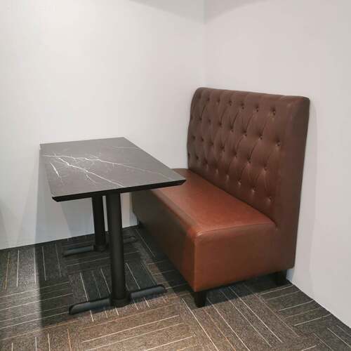 厂KS109A家供应餐厅卡座拉 复古餐厅组咖啡店发合棕色皮制沙扣卡