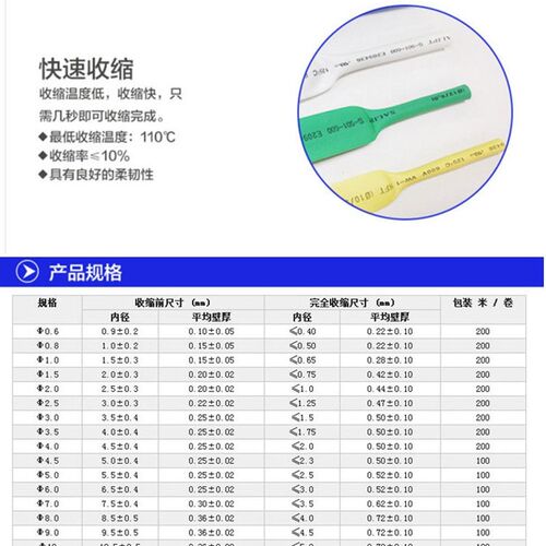 白色热缩管1米 护线绝缘套管 直径1.0/2.5/4.0-28mm