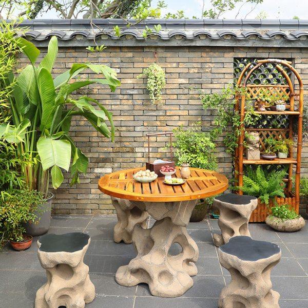 汉韵堂庭院实木桌椅套餐新中式户外花园防腐柚木圆形休闲组合餐桌,家居饰品,户外/庭院摆件,淘宝优惠券,粉丝福利购,淘宝优惠卷