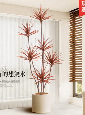 红色千年铁仿真绿植大型落地盆栽室内客厅高端轻奢装饰仿生假植物