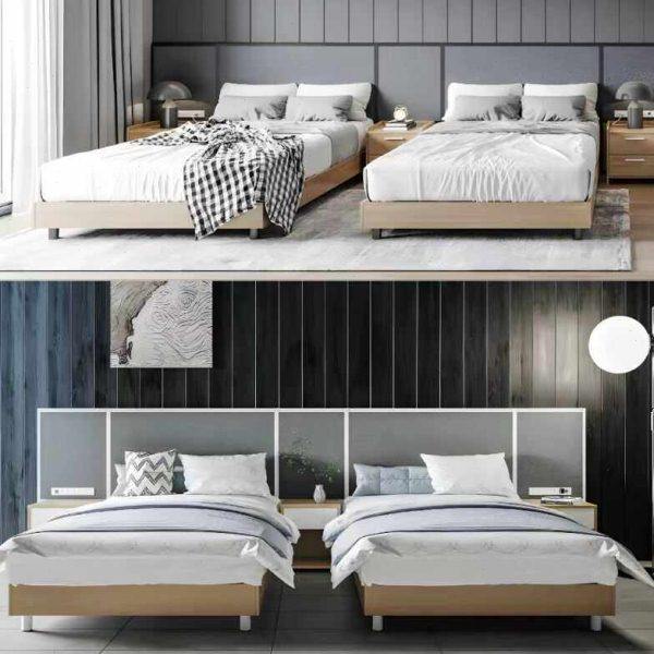 酒店家具标间单间全套组合 公寓民宿客房双人床 衣柜 电视柜定制