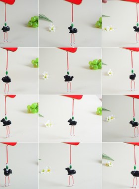 陶瓷黑色小生肖老鼠牛虎兔子龙蛇马羊猴鸡狗猪小吊坠手Z机链挂饰