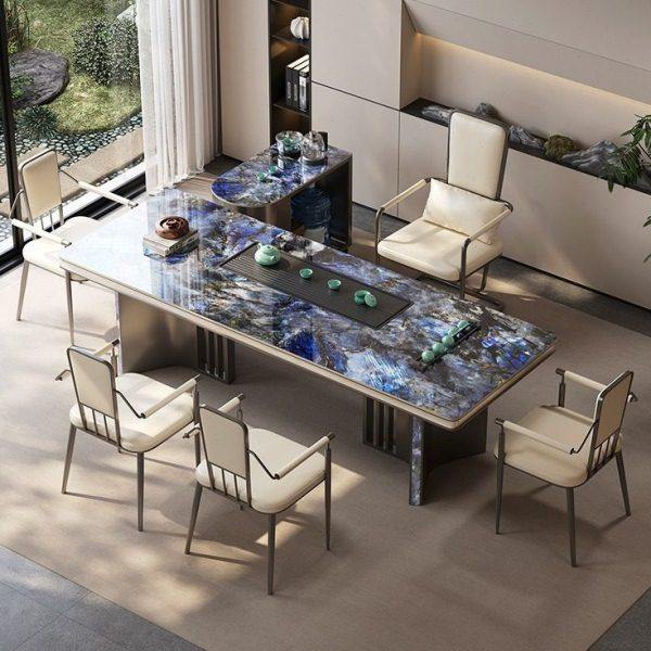 蓝石奢石岩板茶台桌现茶桌椅组合简约轻奢级感公室泡茶台,商业/办公家具,茶台/茶桌,淘宝优惠券,粉丝福利购,淘宝优惠卷