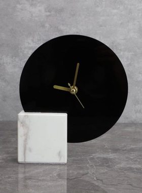 北欧创意黑白色大理石表样板房售楼部家居客厅书桌饰品摆件