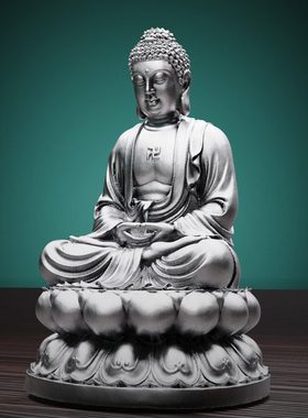 实心足银3D立体浮雕做旧阿弥陀佛摆件手把玩件茶宠茶具本命佛礼品