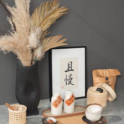 中式样板间厨房装饰品组合橱柜展厅软装摆件花瓶花艺蒸笼婉具挂画