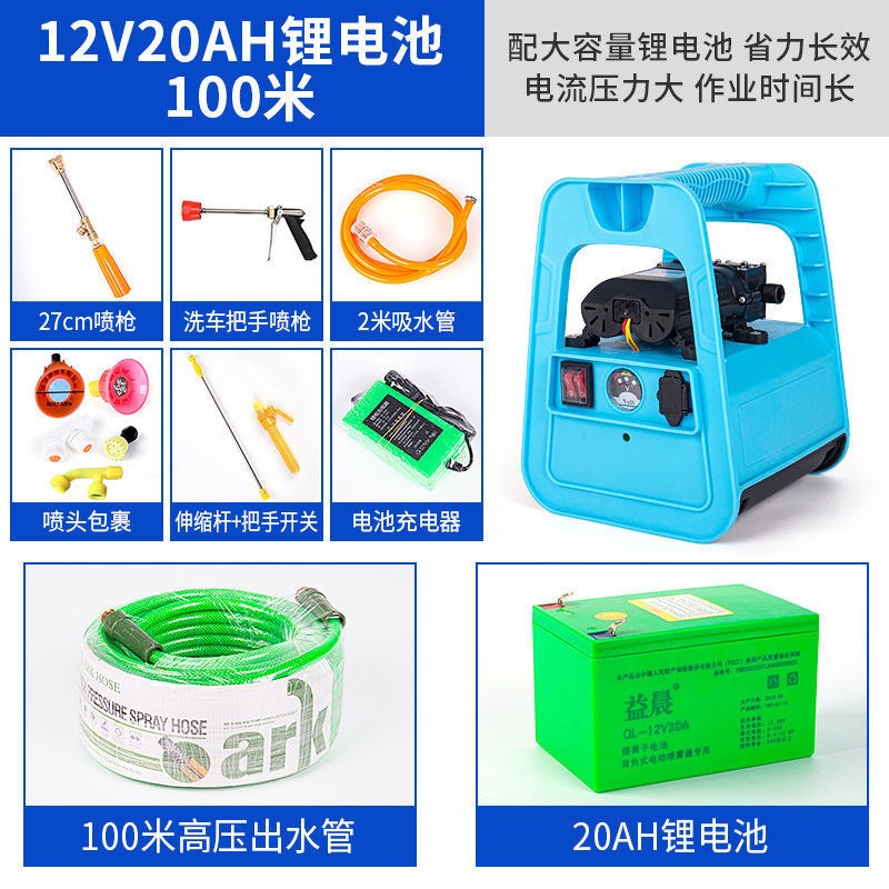 手提式电动喷雾器农用多功能打药机浇菜洗车消毒高压抽水果树双泵