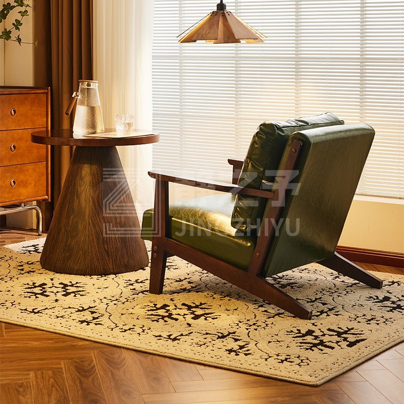 实木单人沙发椅客厅咖啡厅酒店民宿懒人休闲小茶几阳台茶桌椅组合