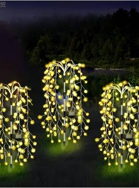 新PZV串款太阳能地插鞭炮灯铜线烟花灯圣诞节围装饰灯氛庭院草日