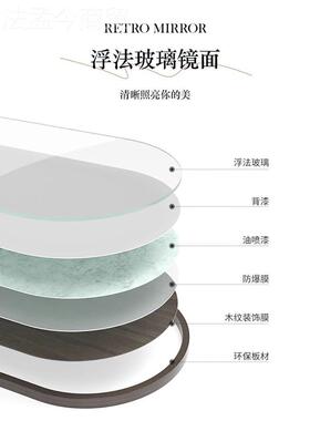 中古玄化妆镜梳台镜子客厅关复古装饰镜可衣壁挂桌OQB面梳妆镜妆