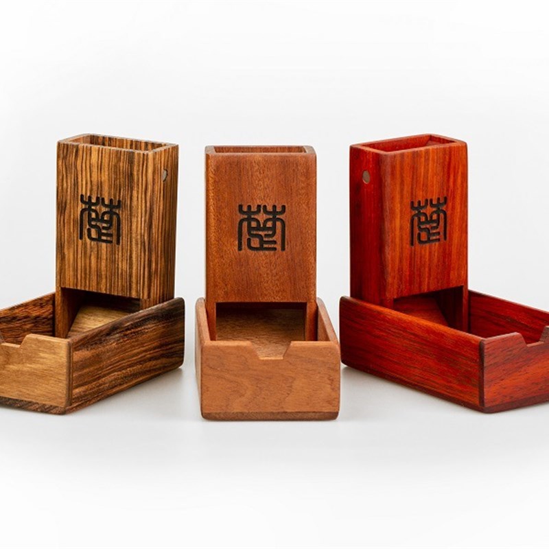 桌游骰塔木质便携u骰子收纳老楚木艺第四弹