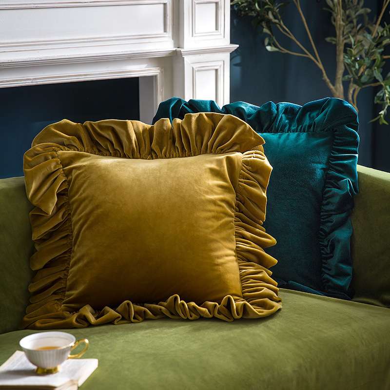 5ZW罗马纯色复古轻奢丝绒抱枕客厅沙发靠垫氛围感枕头套