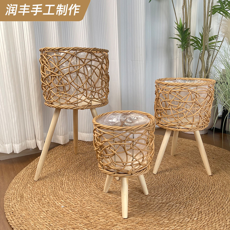 跨境仿藤花架木质花架客厅落地绿植花架阳台落地花盆实木花架