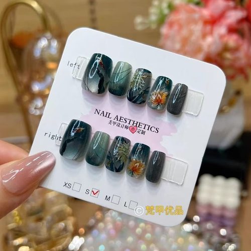 梵甲优品C311蓝水墨可拆卸穿戴甲