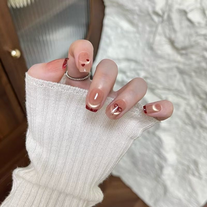 梵甲优品C484酒红密语法式微笑猫眼可拆卸预制穿戴美甲 10片装,彩妆/香水/美妆工具,穿戴甲/甲片,淘宝优惠券,粉丝福利购,淘宝优惠卷