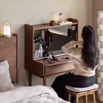 三马家具“落霞台”北美黑胡桃实木梳妆台家用简约卧室化妆收纳桌
