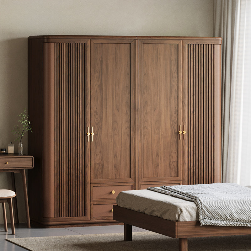 三马家具“疏岳衣柜”北美黑胡桃实木衣柜宋式美学新中式卧室衣橱