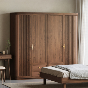 美学新中式 北美黑胡桃实木衣柜宋式 卧室衣橱 疏岳衣柜 三马家具