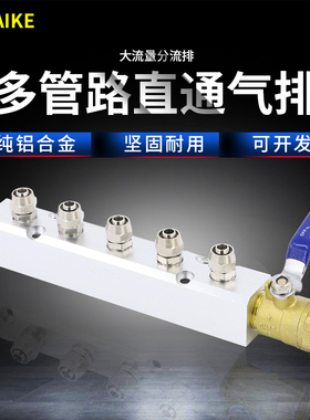 多管路气排分气块分气排汇流气源分流气管直通快拧接头气路分配器