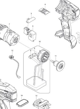 牧田18V可充电冲击驱动器Dtp141Rme/Z原装外壳备件187269-4