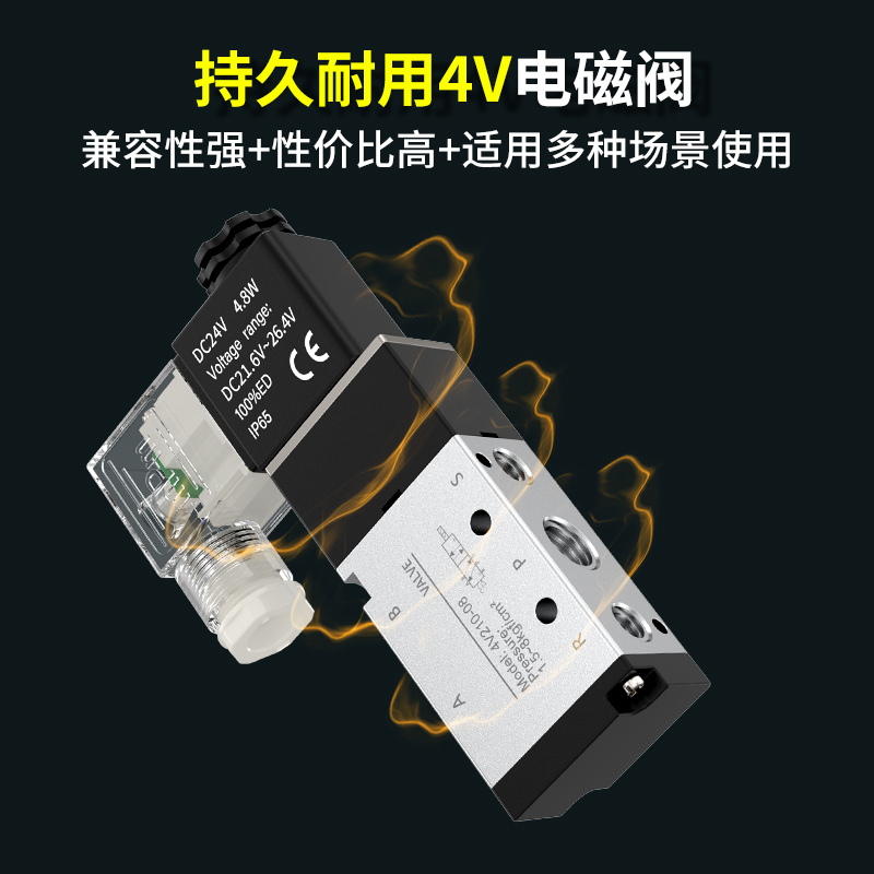 气动电磁控制阀24v电磁电阀两位三通电磁气动阀4v210空压机电气阀