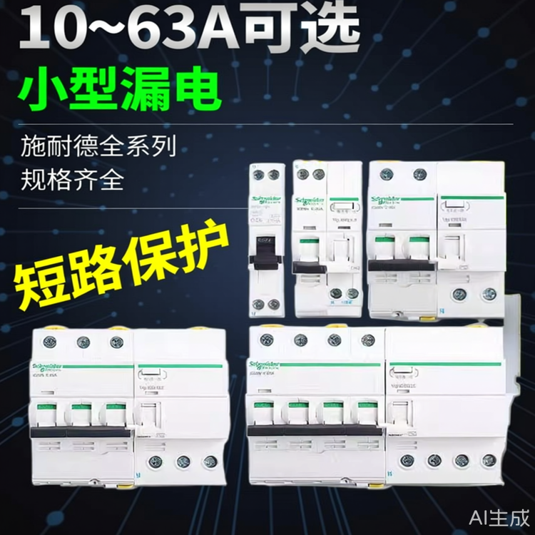 施耐德VIGI-IC65漏电保护器漏保断路器1P+N2P3P4P16A32A漏保开关