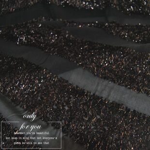 丝线 真丝 横纹 面料布料 咖啡亮线 面料 乔其纱底 时装