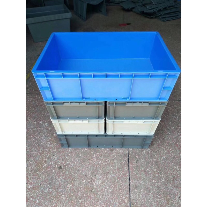 加厚周转箱 塑料箱可配带盖蓝色 工厂养殖箱货架物料箱.周转盒胶