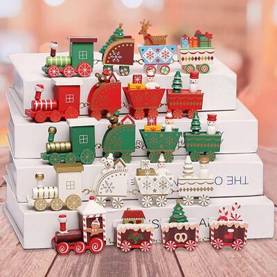 Christmas Wooden Train Ornament Christmas Decoration For Hom