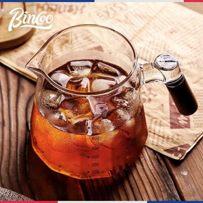 Bincoo咖啡分享壶带刻度公道杯手冲咖啡壶器具加厚耐热玻璃挂耳壶
