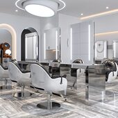 网红美发店镜台烫染区带桌面理发店美发镜子柜子一体发廊专用镜子