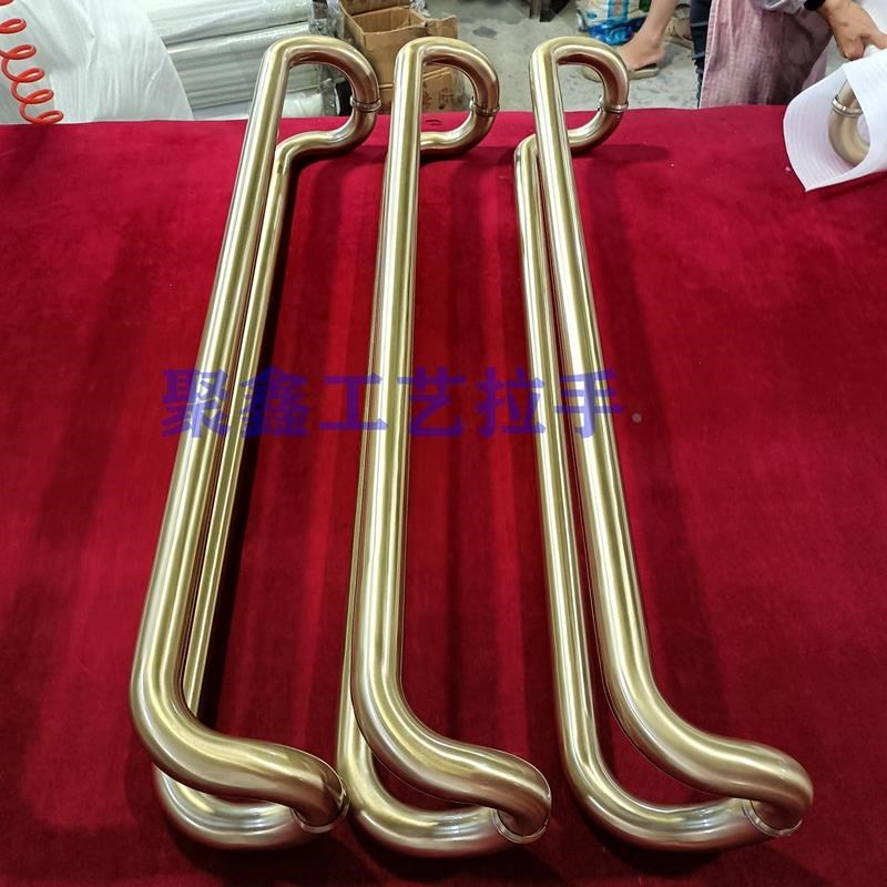 加厚不锈钢圆管四l弯玻璃大门拉手有框玻璃门弯头定制明装弧形把
