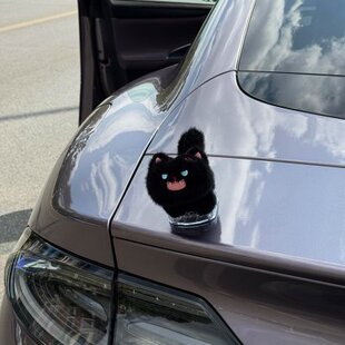 炸毛小猫汽车尾部公仔挂件玩偶外部车载车屁股后备箱小饰品电动车