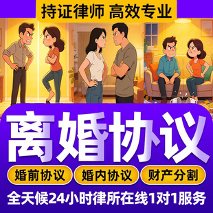 离婚律师咨询起草离婚协议书起诉状网上立案婚内财产协议代写文书