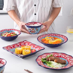 土耳其陶瓷吃饭碗创意沙拉碗面碗汤碗好看的成套餐具套装碗盘家用