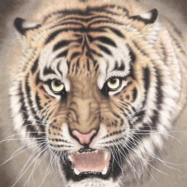 孟祥顺工笔画老虎临摹画稿艺术微喷宣纸复制画四尺斗方竖幅装饰画