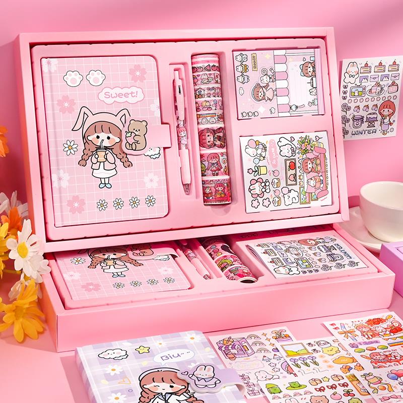 Aki酱手帐本套装礼盒可爱女孩做手账贴纸咕卡素材全套手杖大礼包