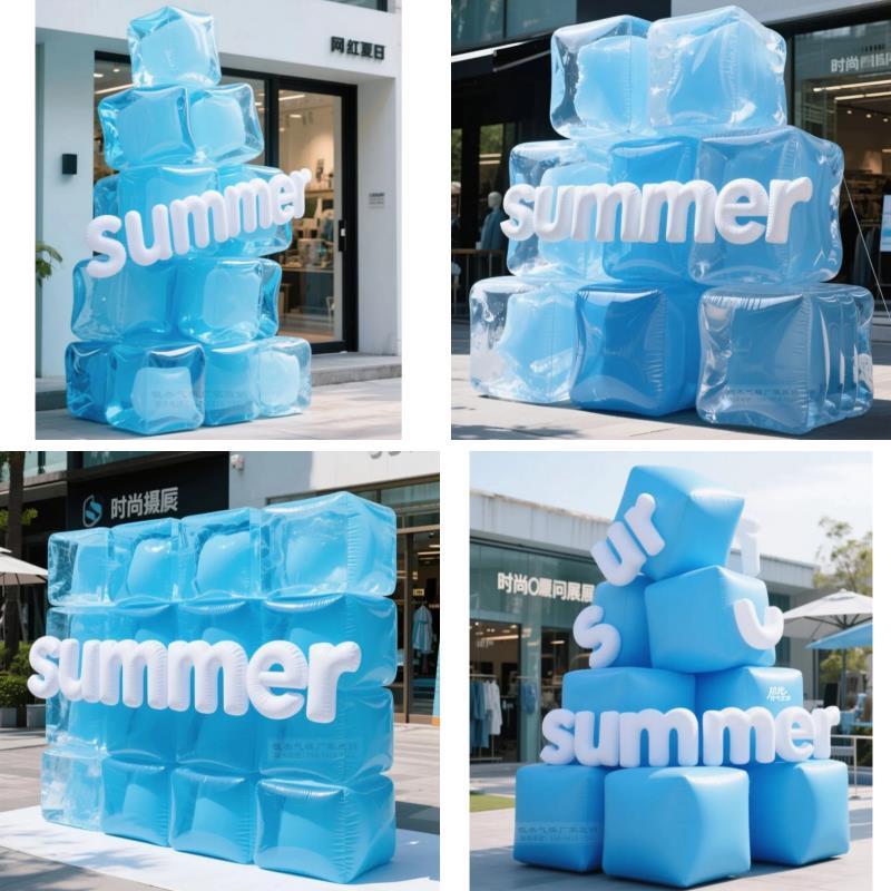 定制充气冰块方块墙气模美陈宣传打卡字母仿真夏户外商业广告快闪