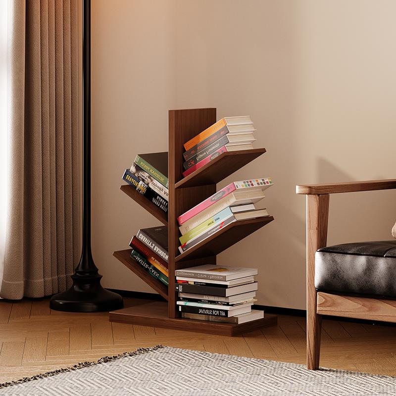 实木儿童书架落地置物架卧室客厅一体靠墙创意收纳绘本架树形书柜