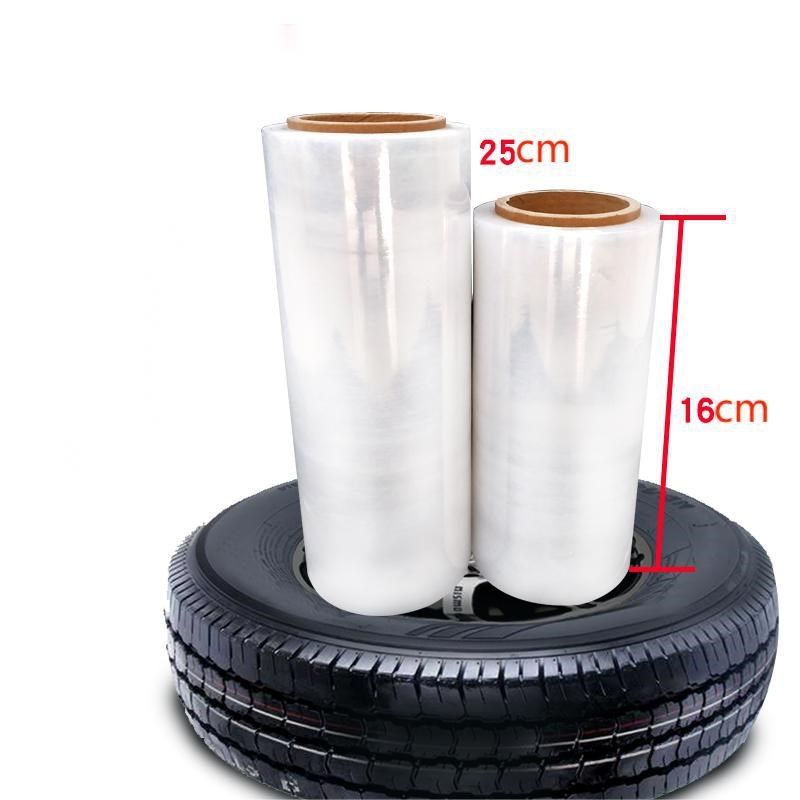 厂家直销 机用缠绕膜 轮胎打包膜PE大卷透明工业自粘膜包装膜拉伸