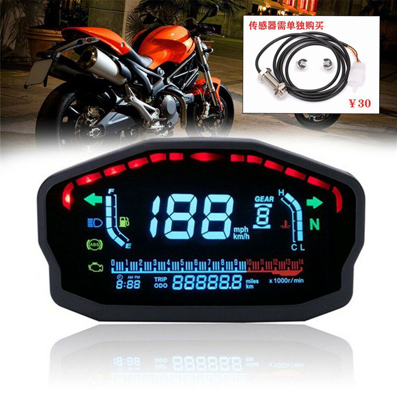 摩托车车速表转速表数字里程表时钟表适用于 1 2 4 缸