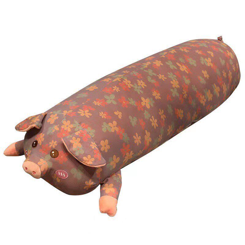 新品尼龙提花趴趴猪抱枕女生侧睡夹腿护腰靠枕碎花猪长条枕