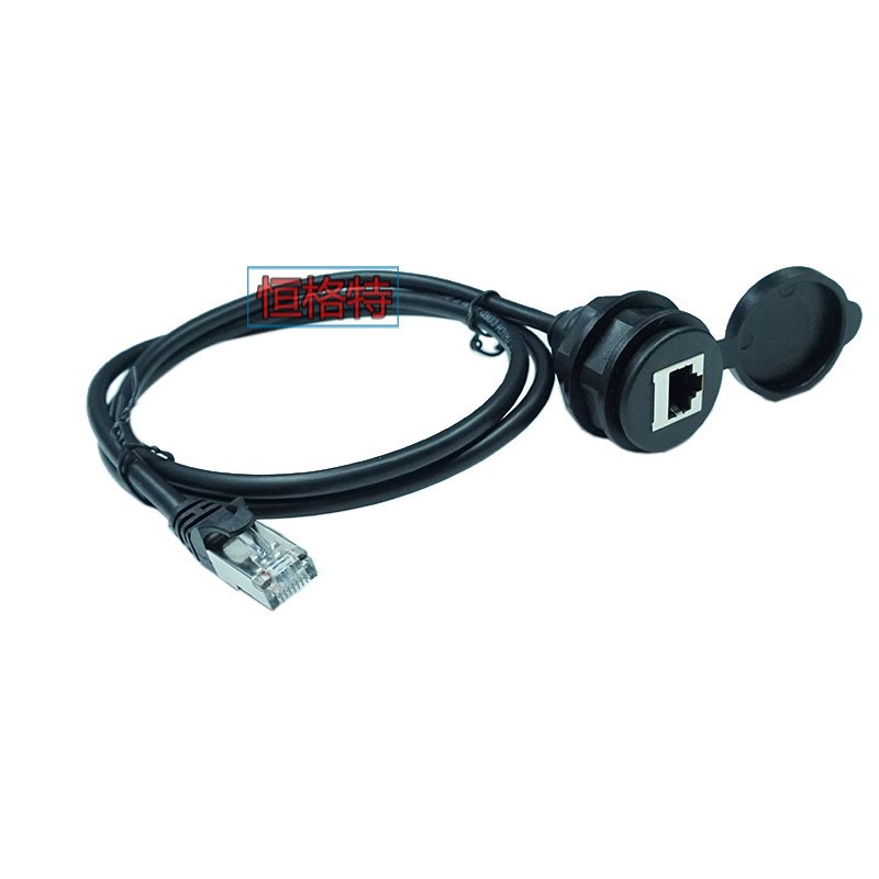 工控机箱cat5圆形面板 RJ45网络接口公对母 防水线延长线纯铜网线