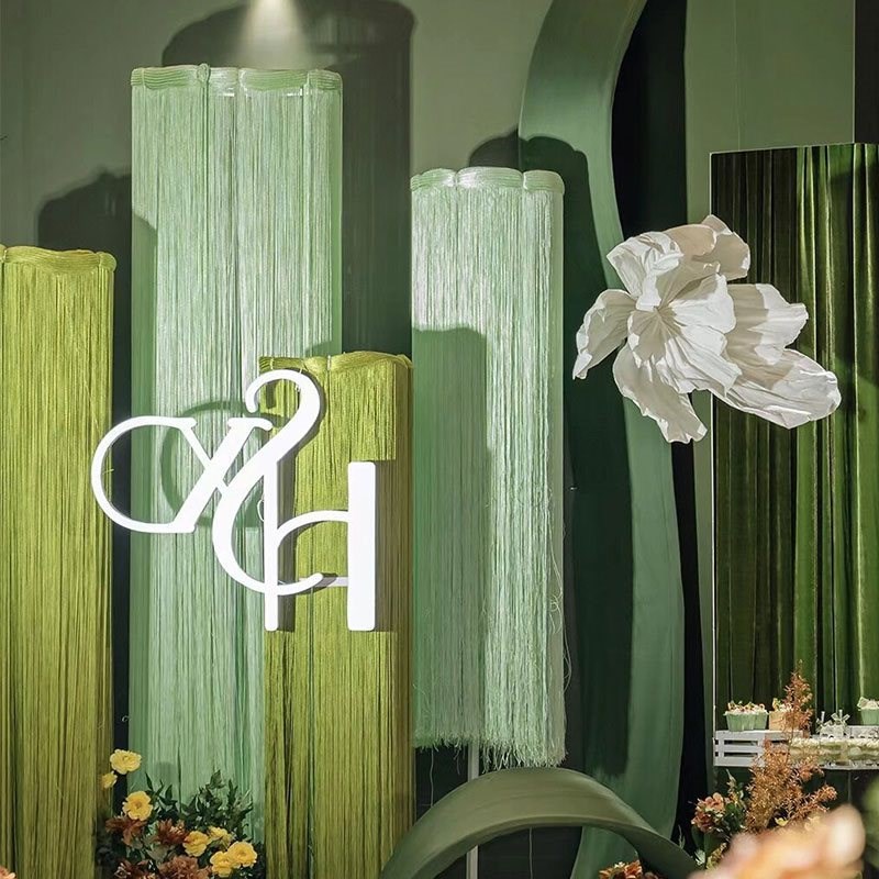 R*婚庆道具线帘铁艺架子线帘圆环流苏架子圆形铁架吊环架子珠帘装