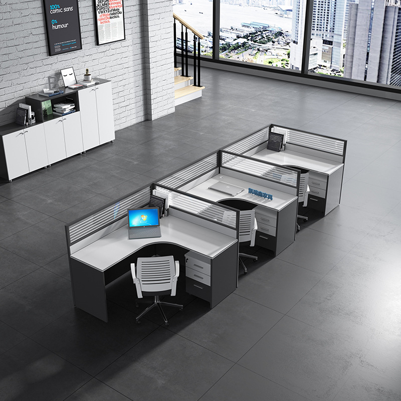 办公家具职员桌办公桌椅组合简约现代办公屏风卡位4人6人位员工桌