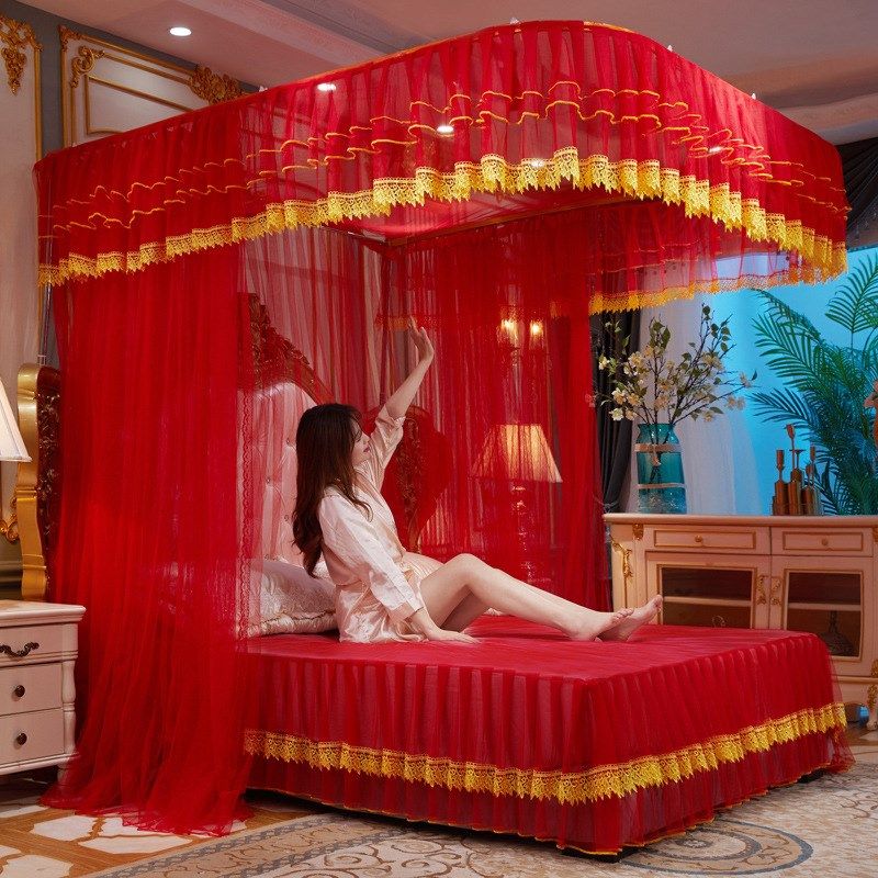 CB@新款U型拉幕导轨蚊帐落地蚊帐 刺绣款轨道蚊帐婚庆