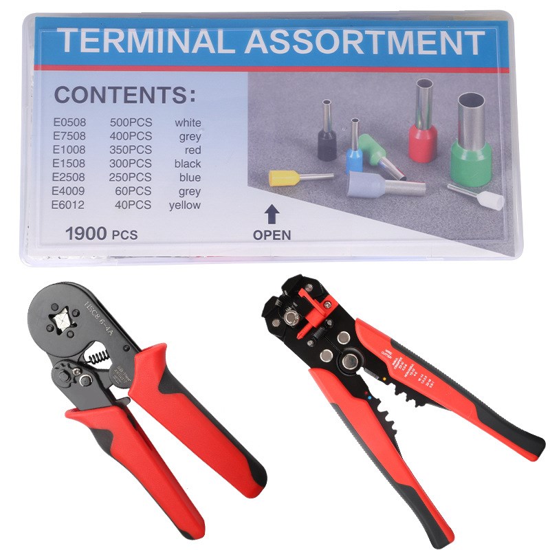 HSC 6-4A红黑工具箱管型端子压线钳冷压端子套装接线钳子电工钳子