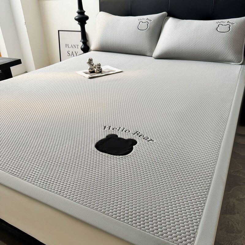 凉感PE冰豆豆贴布刺绣凉席三件套轻奢风简约夏季冰丝空调软席垫子