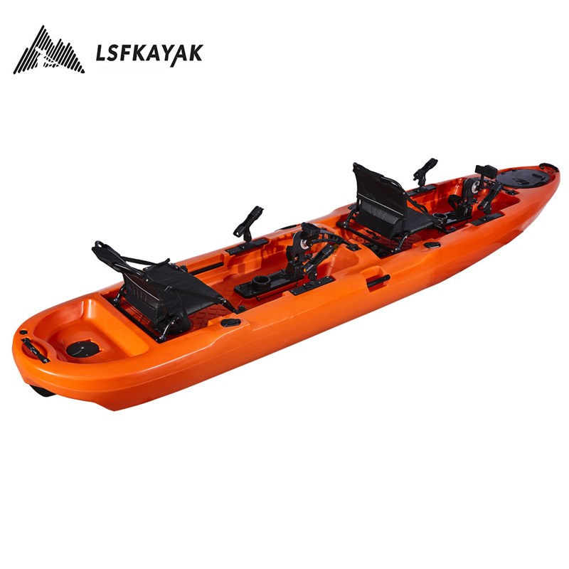 双人脚踏船 塑料脚踏艇 双人脚踏动力艇 滚塑双人皮划艇 塑料硬艇