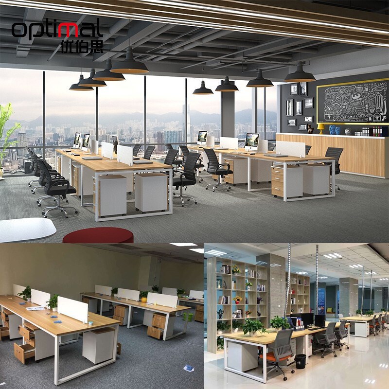 职员办公桌椅组合简约现代白色2/4/6人位屏风工位员工卡位电脑桌